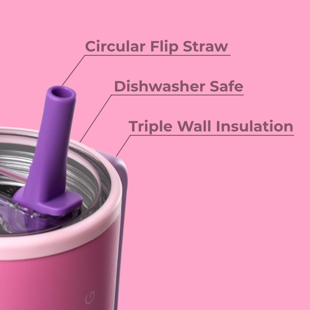 HydroJug Traveler - 32 oz Water Bottle with Handle & Flip Straw - Fits in Cup Holder, Leak Resistant Tumbler-Reusable Insulated Stainless Steel & Rubber Base - Gifts for Women & Men, Pink Sand