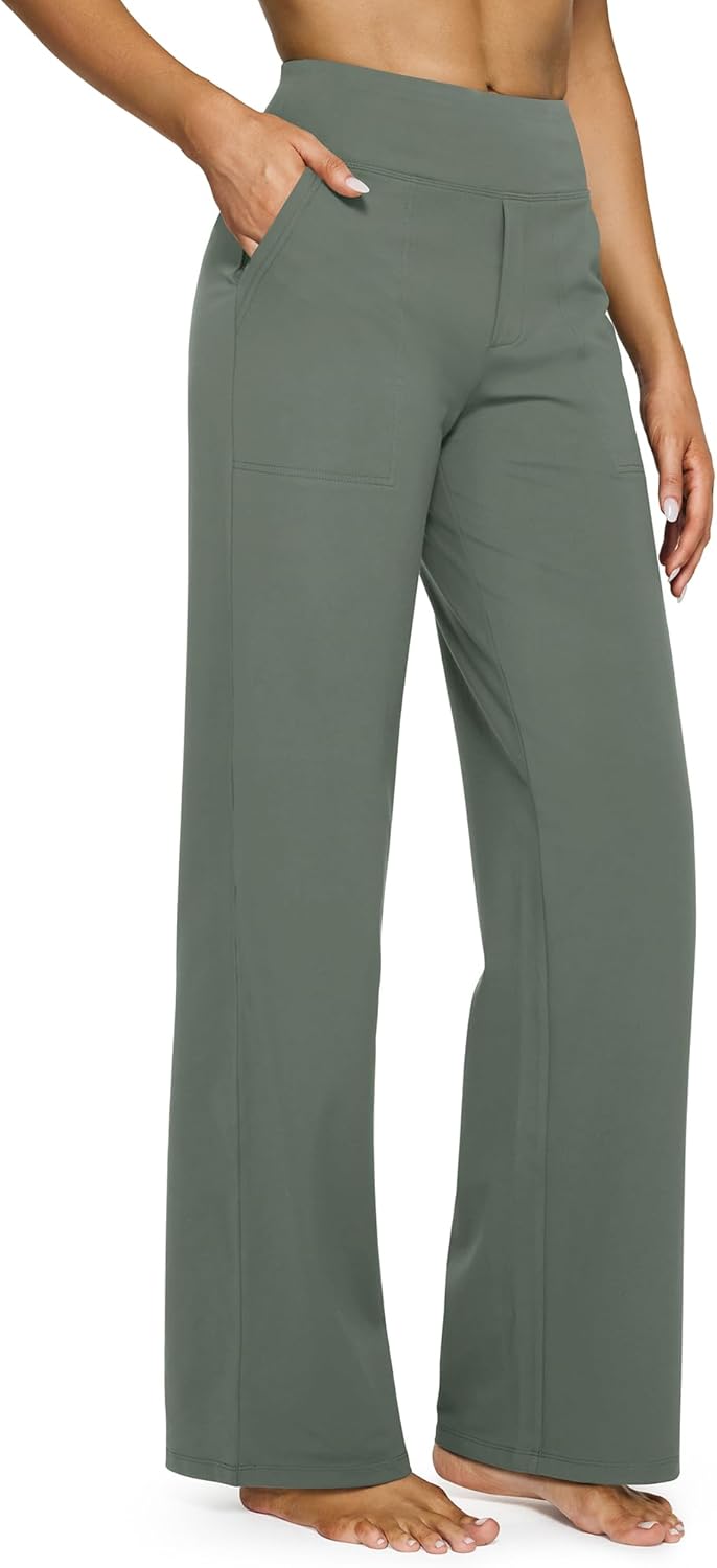 G4Free EverGoing Yoga Pants Women Wide Leg Pants with Pockets High Waist Stretch Dress Casual Sweatpants Petite/Regular/Tall