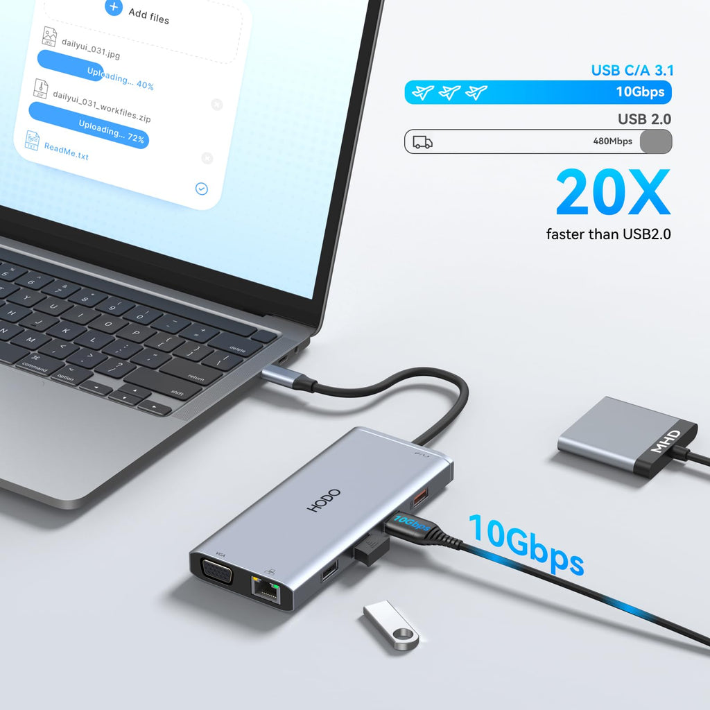 USB C Docking Station Dual Monitor Adapter for Dell HP, Laptop Docking Station 3 Monitors Quad Display USB C Hub Dongle to 4K HDMI+DP+VGA,3 USB2.0,100W PD,8 in 1 Thunderbolt Dock for Lenovo,Surface
