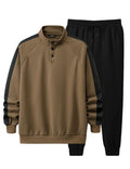JMIERR Men's 2 Piece Casual Outfits Quarter Button Lightweight Sweatshirt Tracksuit & Joggers Sweatpants Sweatsuit Set