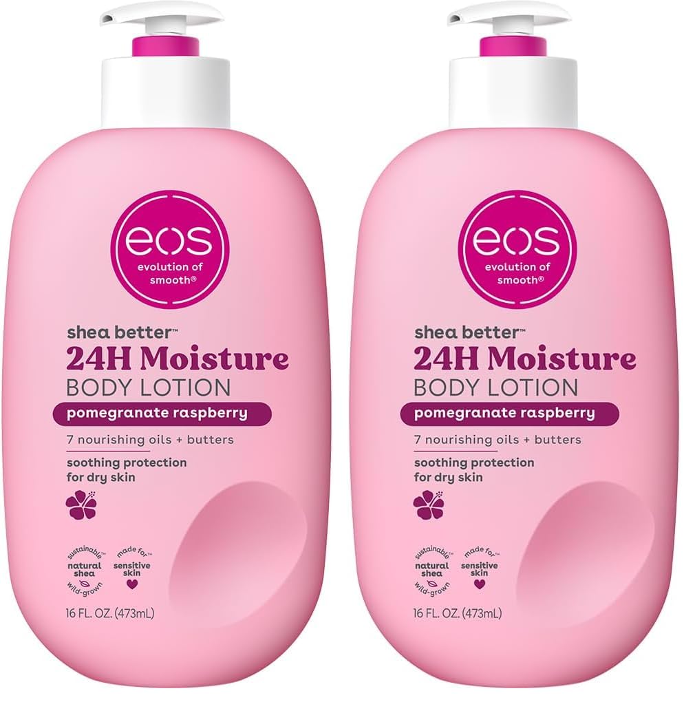 eos Shea Better Body Lotion Vanilla Cashmere, 24-Hour Moisture Skin Care, Lightweight & Non-Greasy, Natural Shea, Vegan, Vanilla Body Lotion, 16 fl oz