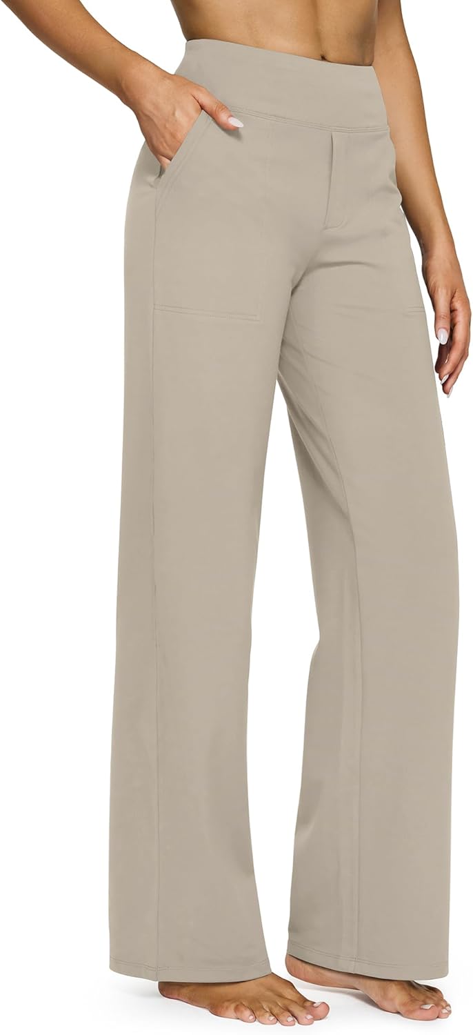 G4Free EverGoing Yoga Pants Women Wide Leg Pants with Pockets High Waist Stretch Dress Casual Sweatpants Petite/Regular/Tall