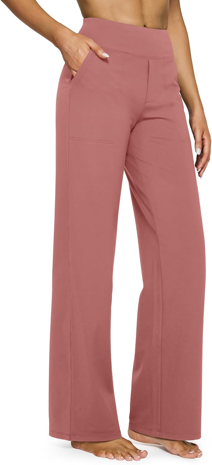 G4Free EverGoing Yoga Pants Women Wide Leg Pants with Pockets High Waist Stretch Dress Casual Sweatpants Petite/Regular/Tall