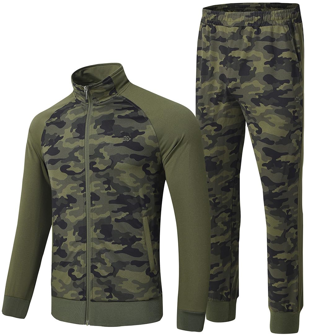 MoFiz Men's Tracksuits Set Long Sleeve Causal Full Zip Running Sports Sweatsuit For Men 2 Piece Outfits