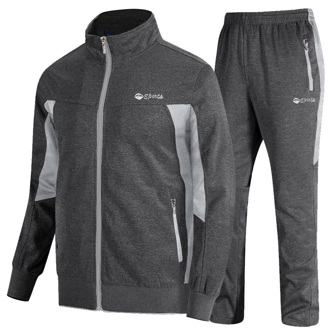 TBMPOY Men's Tracksuits Sweatsuits for Men Sweat Track Suits 2 Piece Casual Athletic Jogging Warm Up Full Zip Sets