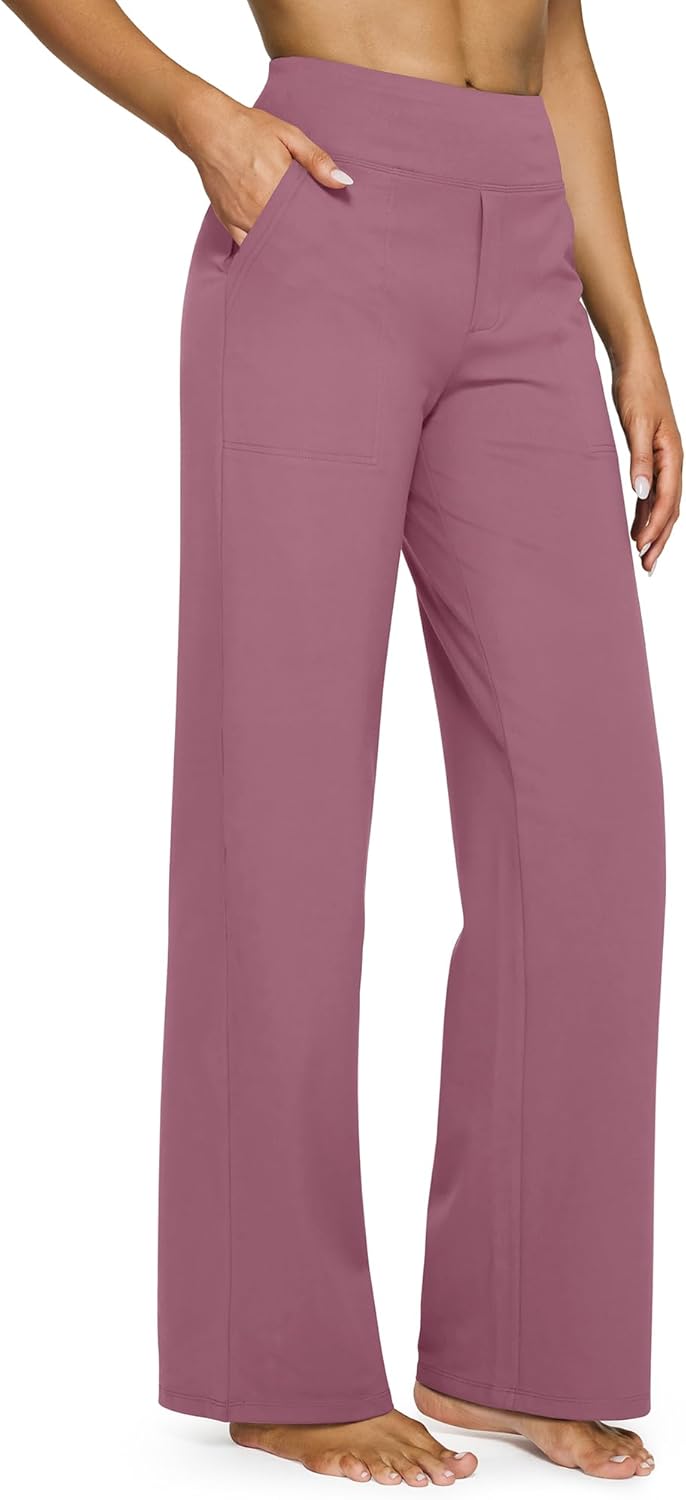 G4Free EverGoing Yoga Pants Women Wide Leg Pants with Pockets High Waist Stretch Dress Casual Sweatpants Petite/Regular/Tall