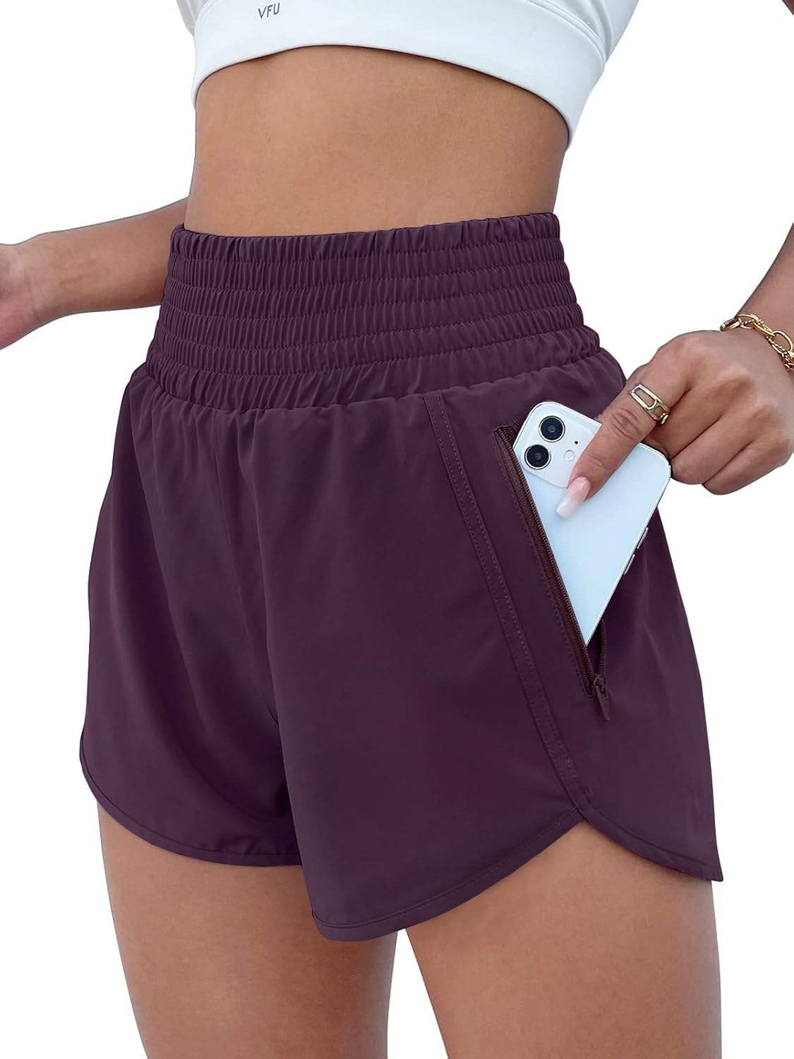 BMJL Women's Athletic Shorts High Waisted Running Short Pocket 2.5" Sporty Shorts Gym Workout Shorts