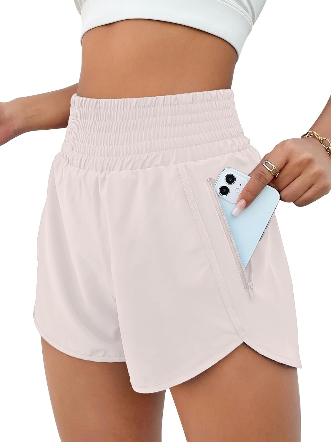 BMJL Women's Athletic Shorts High Waisted Running Short Pocket 2.5" Sporty Shorts Gym Workout Shorts