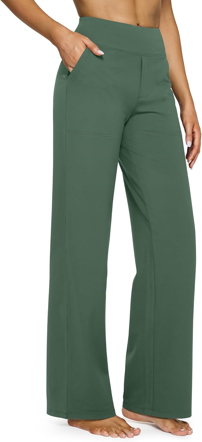 G4Free EverGoing Yoga Pants Women Wide Leg Pants with Pockets High Waist Stretch Dress Casual Sweatpants Petite/Regular/Tall