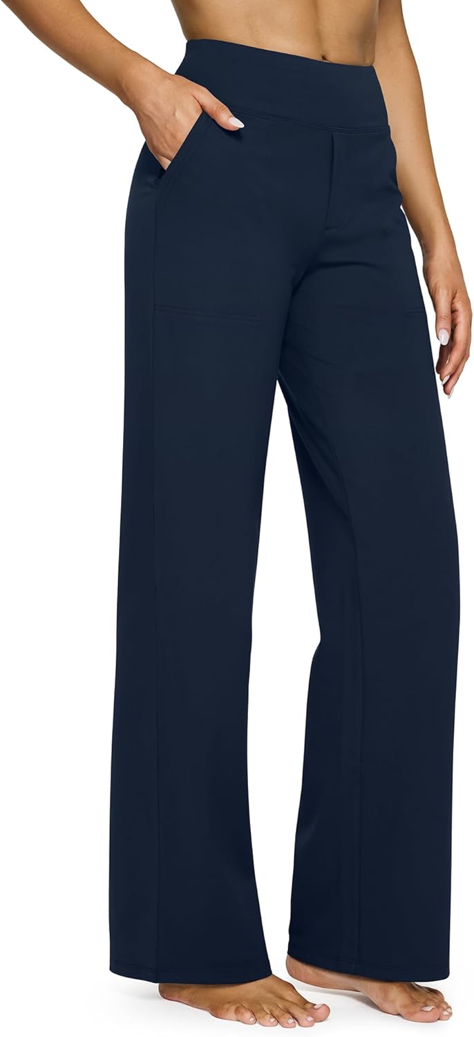 G4Free EverGoing Yoga Pants Women Wide Leg Pants with Pockets High Waist Stretch Dress Casual Sweatpants Petite/Regular/Tall