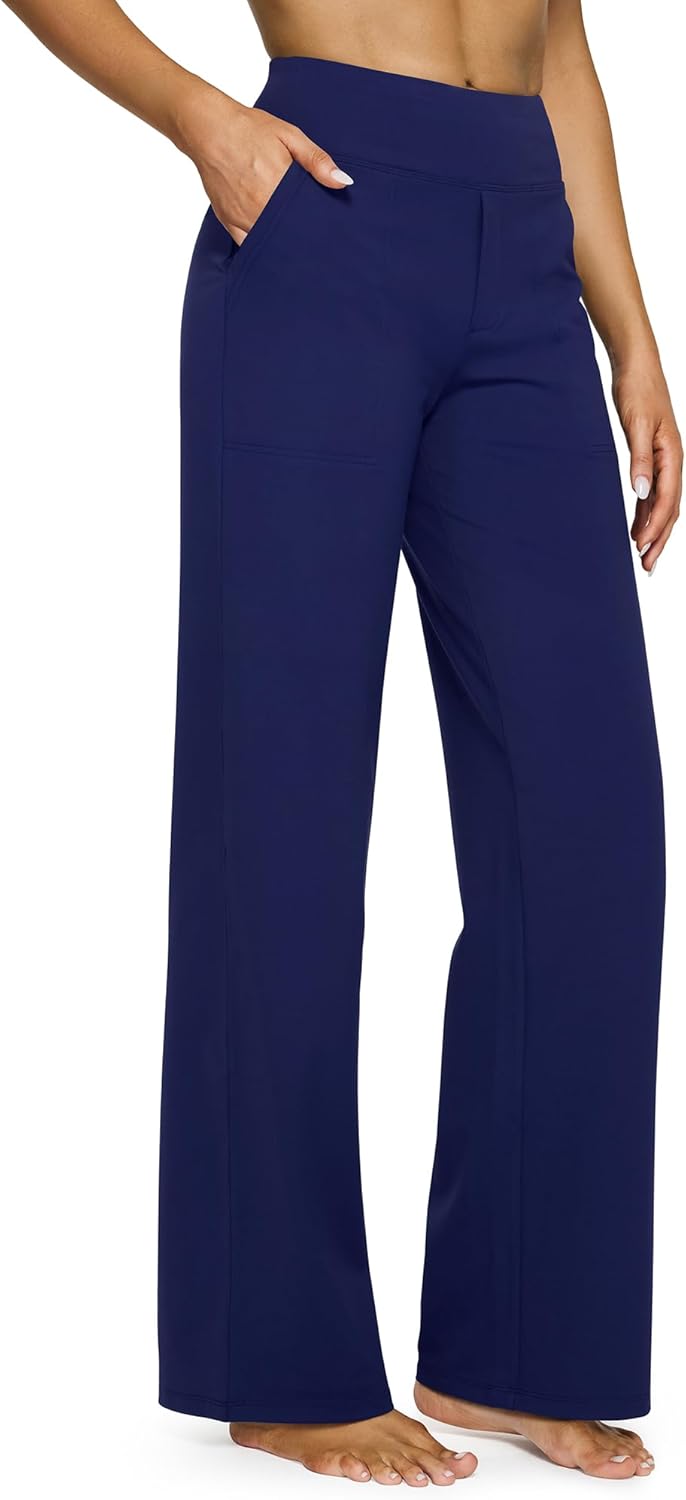 G4Free EverGoing Yoga Pants Women Wide Leg Pants with Pockets High Waist Stretch Dress Casual Sweatpants Petite/Regular/Tall