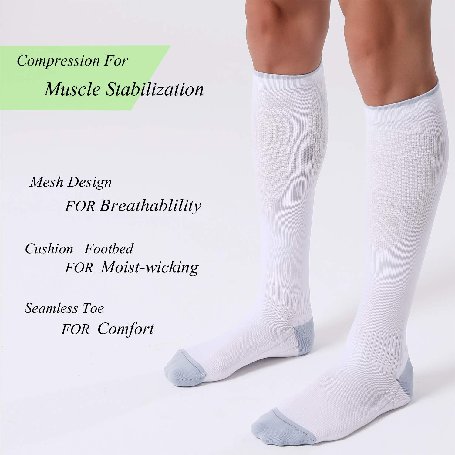 FITRELL 3 Pairs Compression Socks for Women and Men 20-30mmHg-Circulation Support Socks