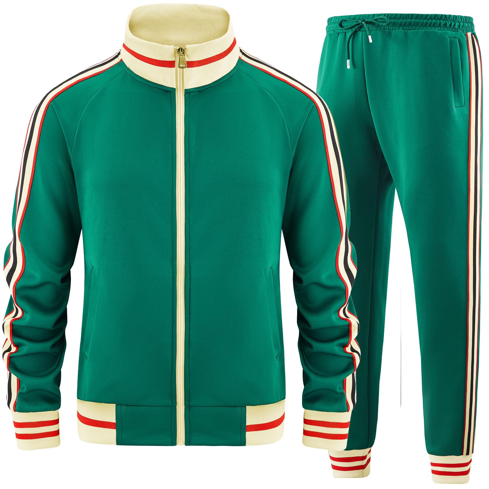 dioxoib Men Track Suits Sets Long Sleeve Full-zip Sweatsuit Active Jackets and Pants 2 Piece Outfits