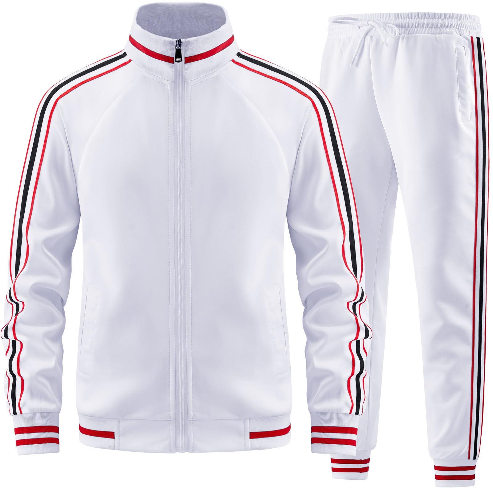 dioxoib Men Track Suits Sets Long Sleeve Full-zip Sweatsuit Active Jackets and Pants 2 Piece Outfits
