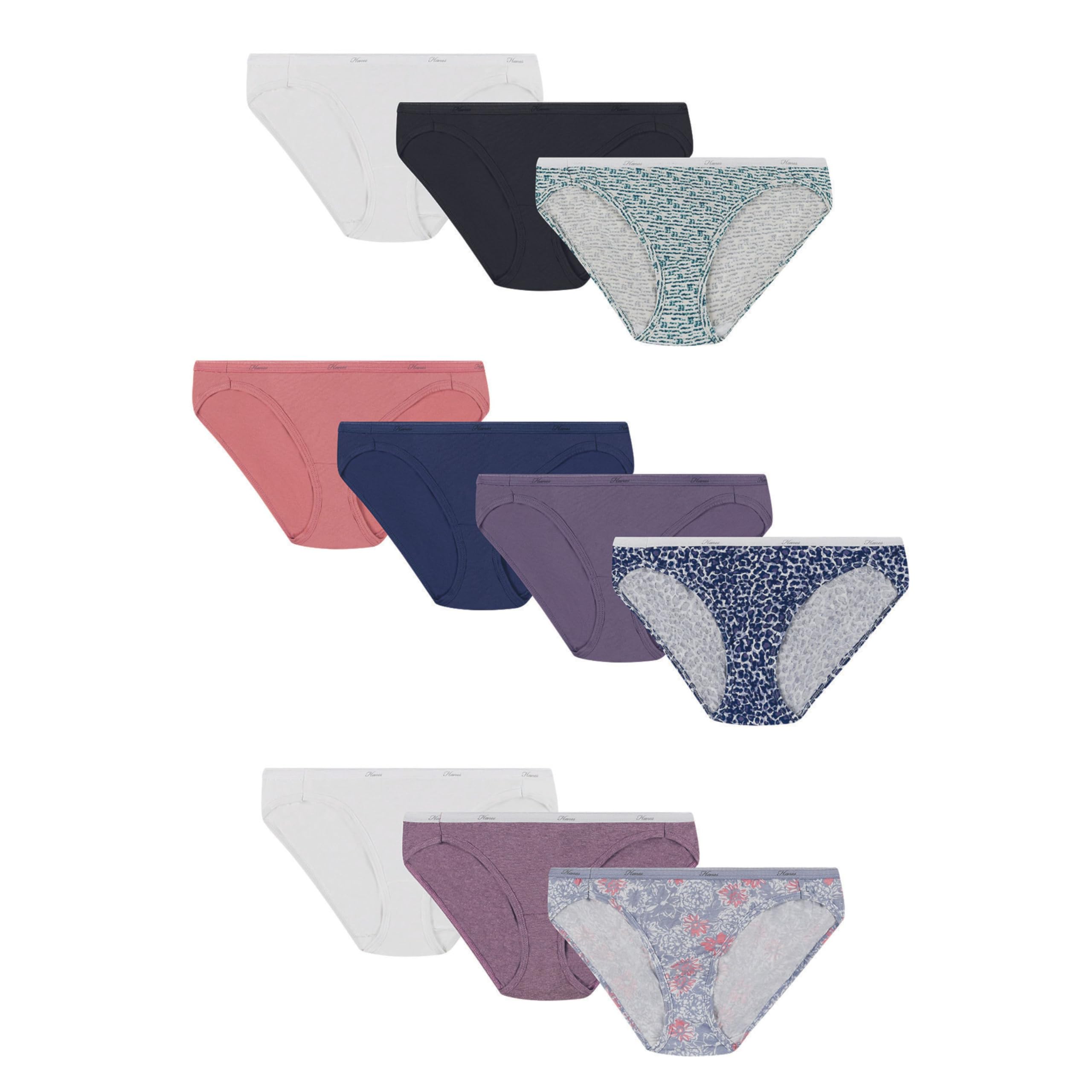 Hanes Women's Underwear Pack, 10-Pack, Full-Coverage Cotton Blend Panties, Moisture-Wicking Underwear for Women