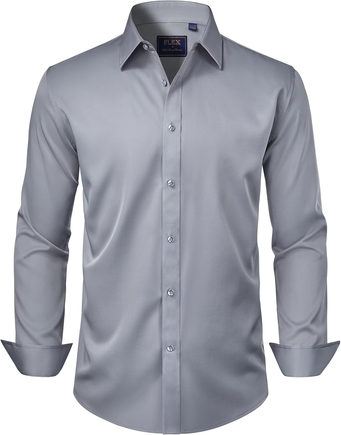 J.VER Men's Dress Shirts Solid Long Sleeve Stretch Wrinkle-Free Formal Shirt Business Casual Button Down Shirts