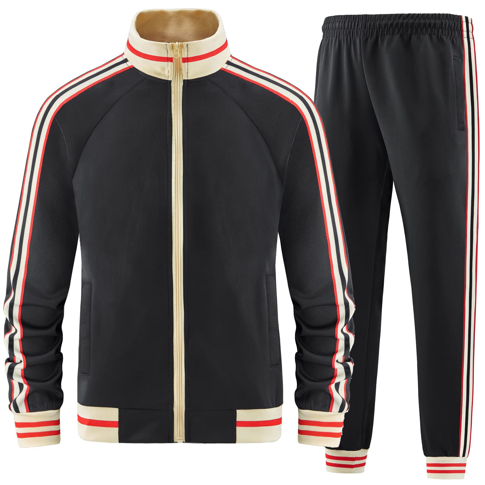 dioxoib Men Track Suits Sets Long Sleeve Full-zip Sweatsuit Active Jackets and Pants 2 Piece Outfits