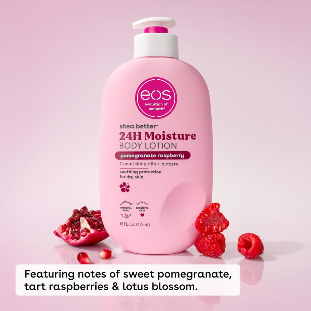 eos Shea Better Body Lotion Vanilla Cashmere, 24-Hour Moisture Skin Care, Lightweight & Non-Greasy, Natural Shea, Vegan, Vanilla Body Lotion, 16 fl oz