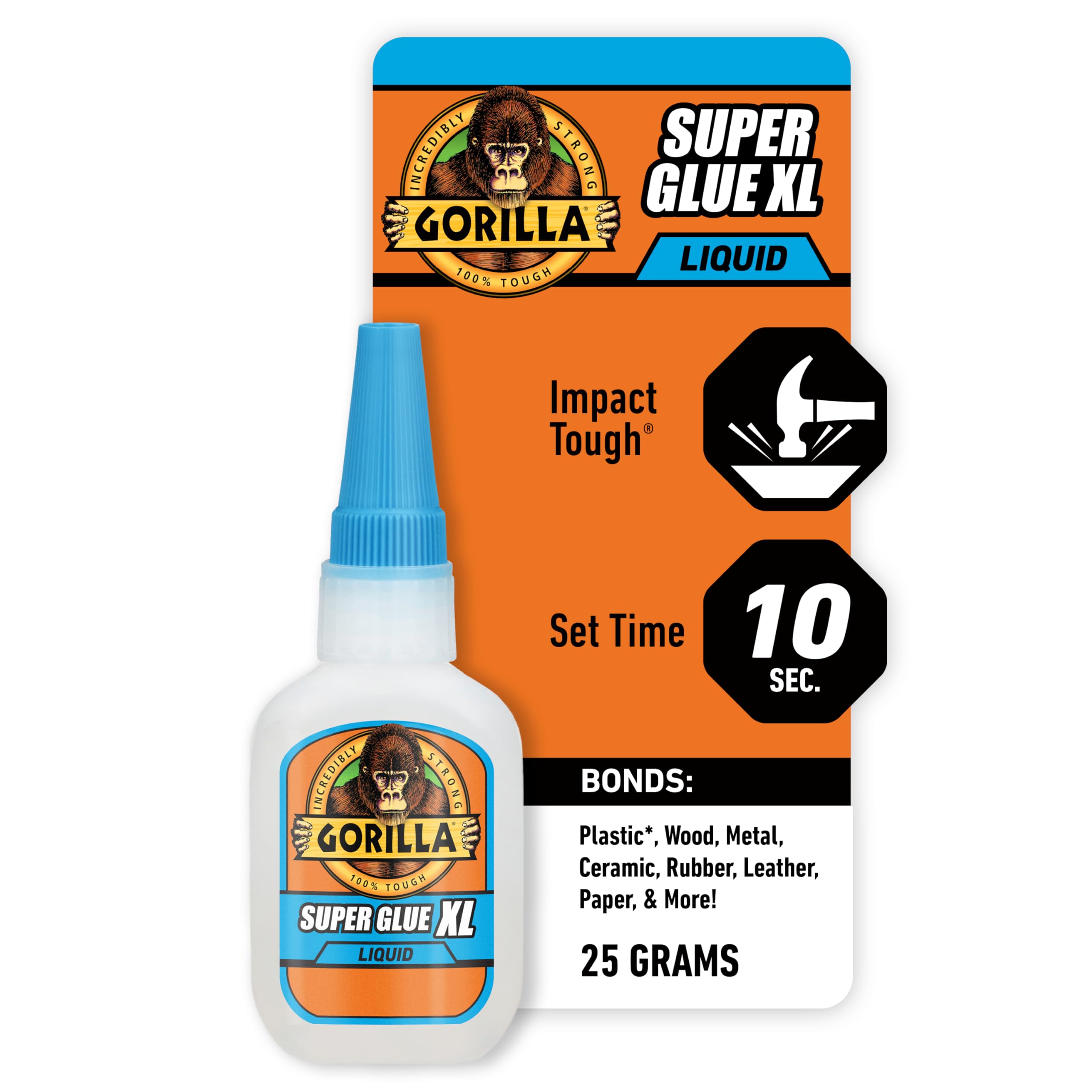 Gorilla Super Glue Gel XL, Clear 25g (Pack of 1) - Fast‑Setting, No‑Drip Control for Precise All‑Purpose Repairs