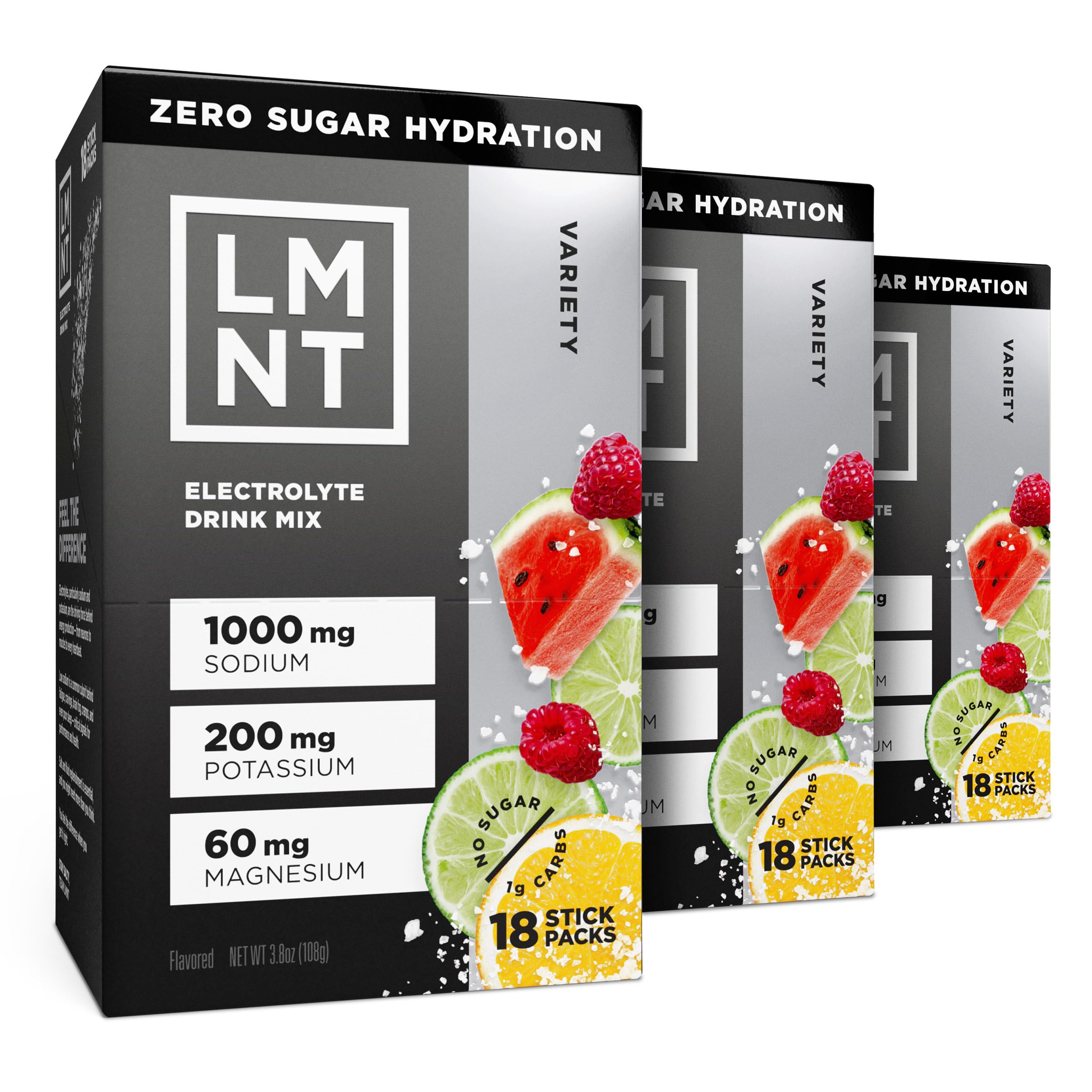 LMNT Zero Sugar Electrolytes - Variety Pack Bundle | Drink Mix | 18-Count