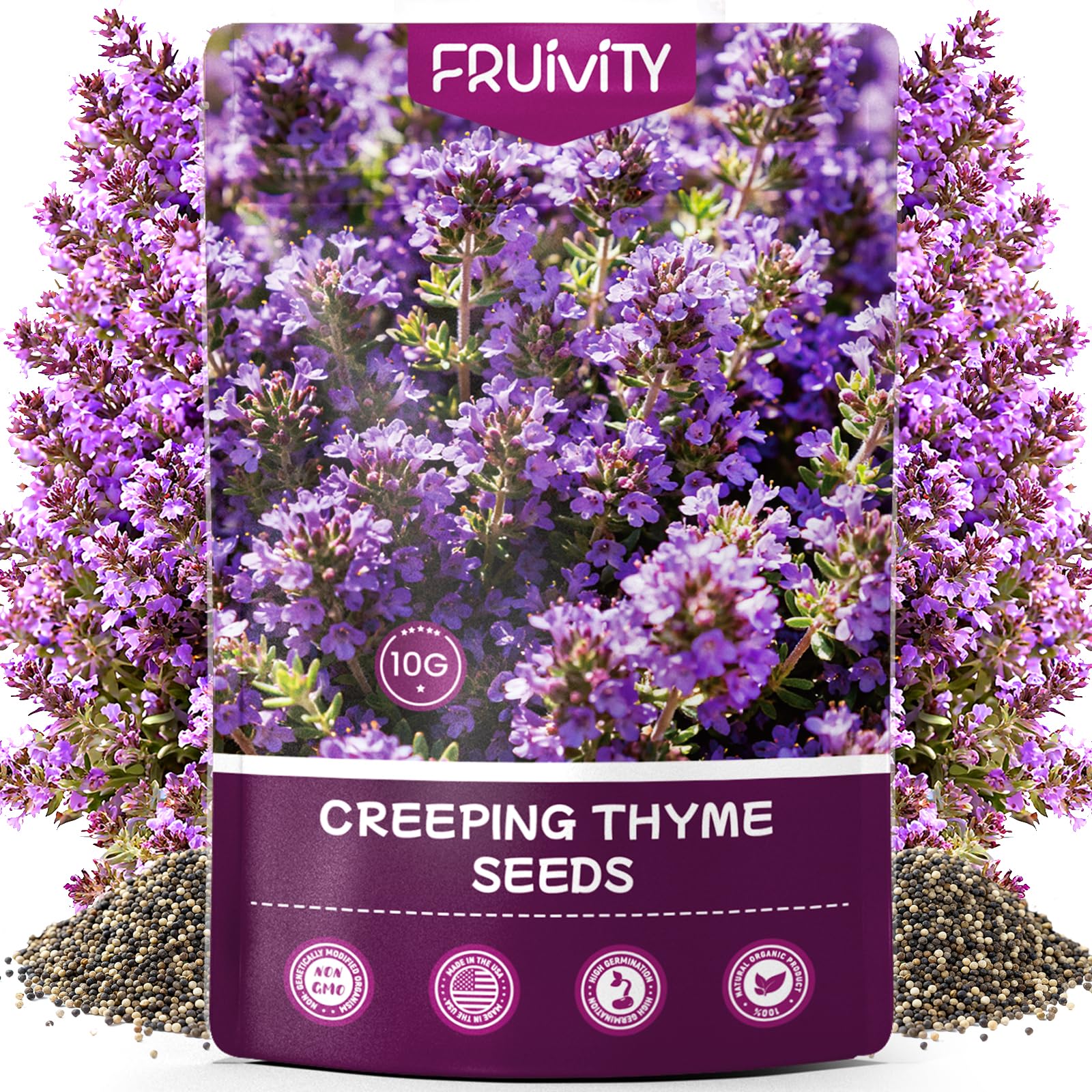 20000+pcs Creeping Thyme Seeds for Planting, Perennial Ground Cover Plants Heirloom Flowers Seeds Fragrant Herb Seeds for Lawns & Paths Garden