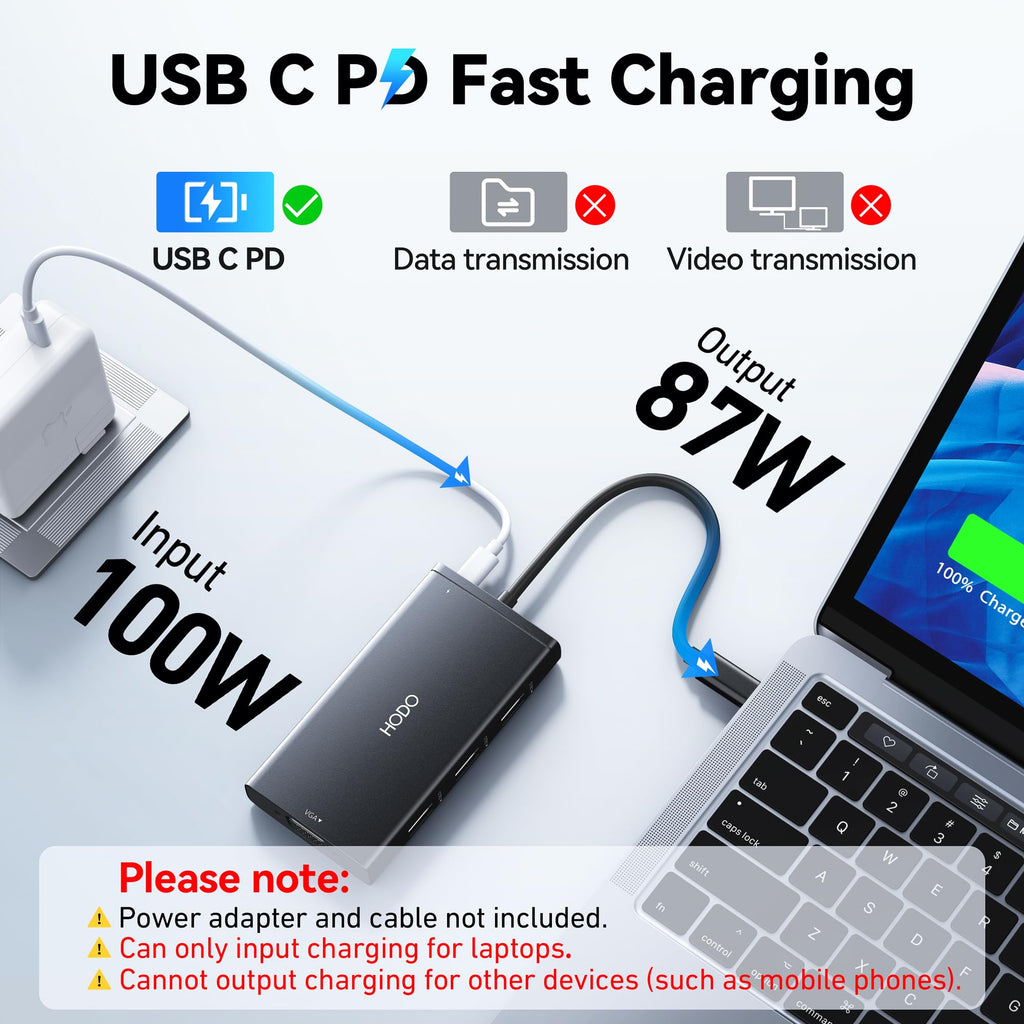 USB C Docking Station Dual Monitor Adapter for Dell HP, Laptop Docking Station 3 Monitors Quad Display USB C Hub Dongle to 4K HDMI+DP+VGA,3 USB2.0,100W PD,8 in 1 Thunderbolt Dock for Lenovo,Surface