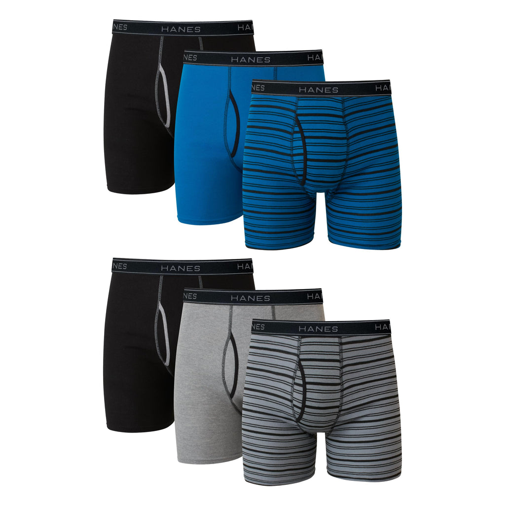 Hanes mens Underwear Boxer Briefs Pack, Cool & Breathable Cotton Moisture-wicking Underwear for Men, No Ride Up