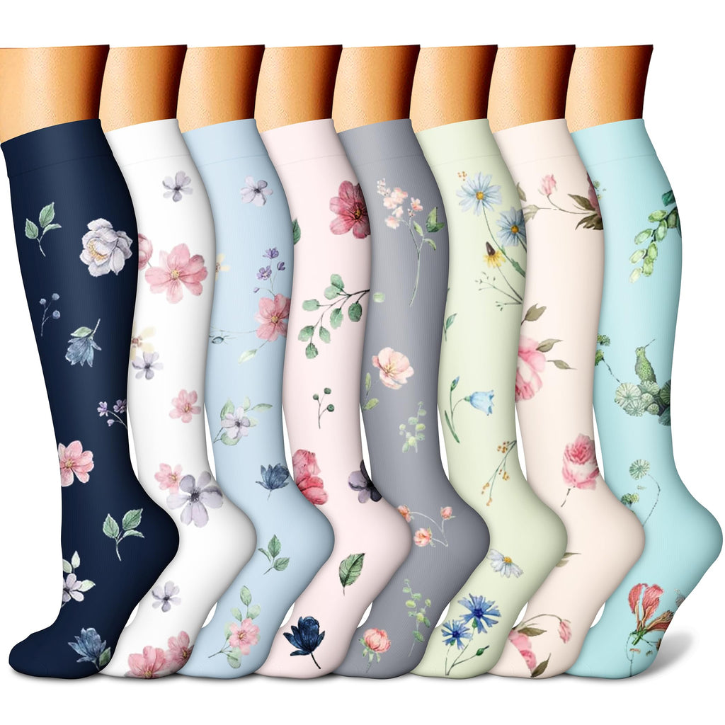 CHARMKING Compression Socks for Women & Men Circulation (8 Pairs) 15-20 mmHg is Best Support for Athletic Running,Cycling