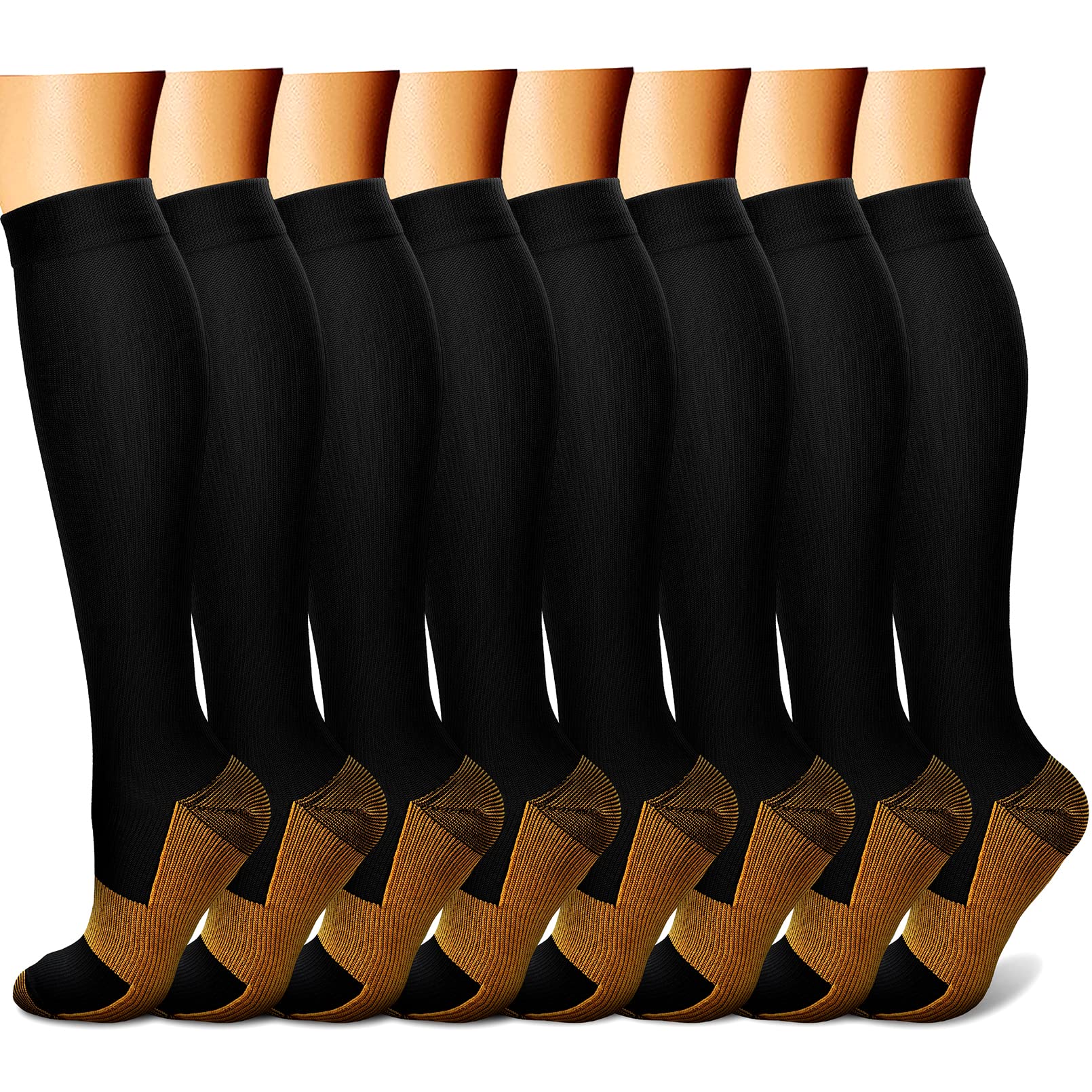 CHARMKING Compression Socks for Women & Men Circulation (8 Pairs) 15-20 mmHg is Best Support for Athletic Running,Cycling