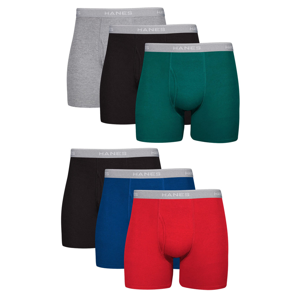 Hanes mens Underwear Boxer Briefs Pack, Cool & Breathable Cotton Moisture-wicking Underwear for Men, No Ride Up