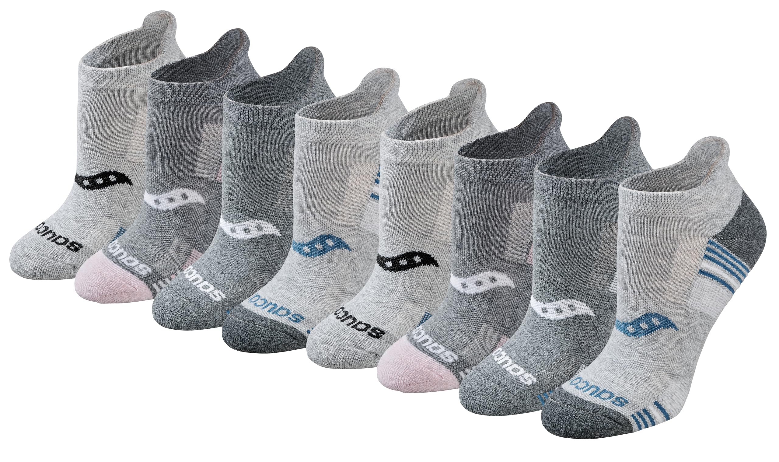 Saucony Women's RunDry Performance Heel Tab Athletic Socks, Available in S-L (8, 16, 24 Pairs)