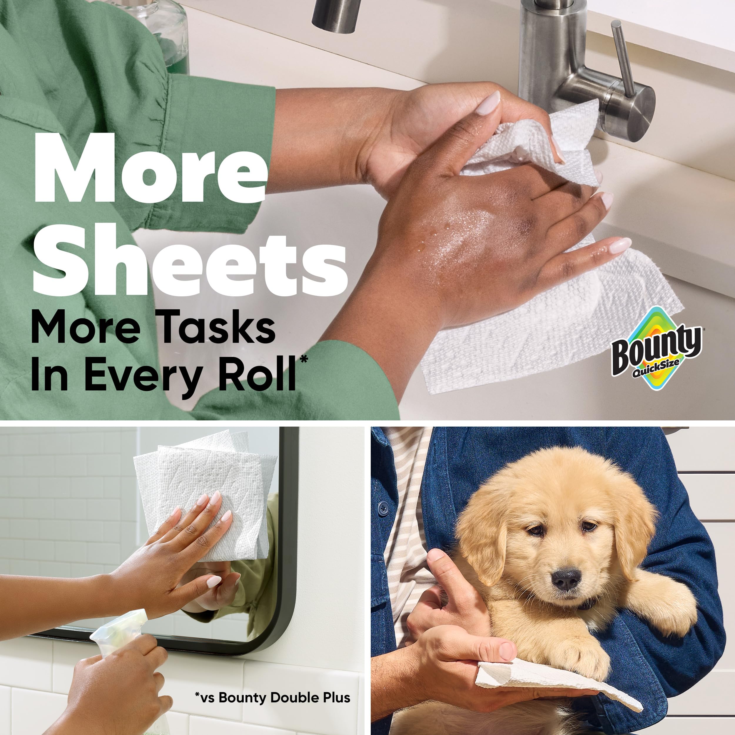Bounty Quick Size Paper Towels, White, 8 Family Rolls